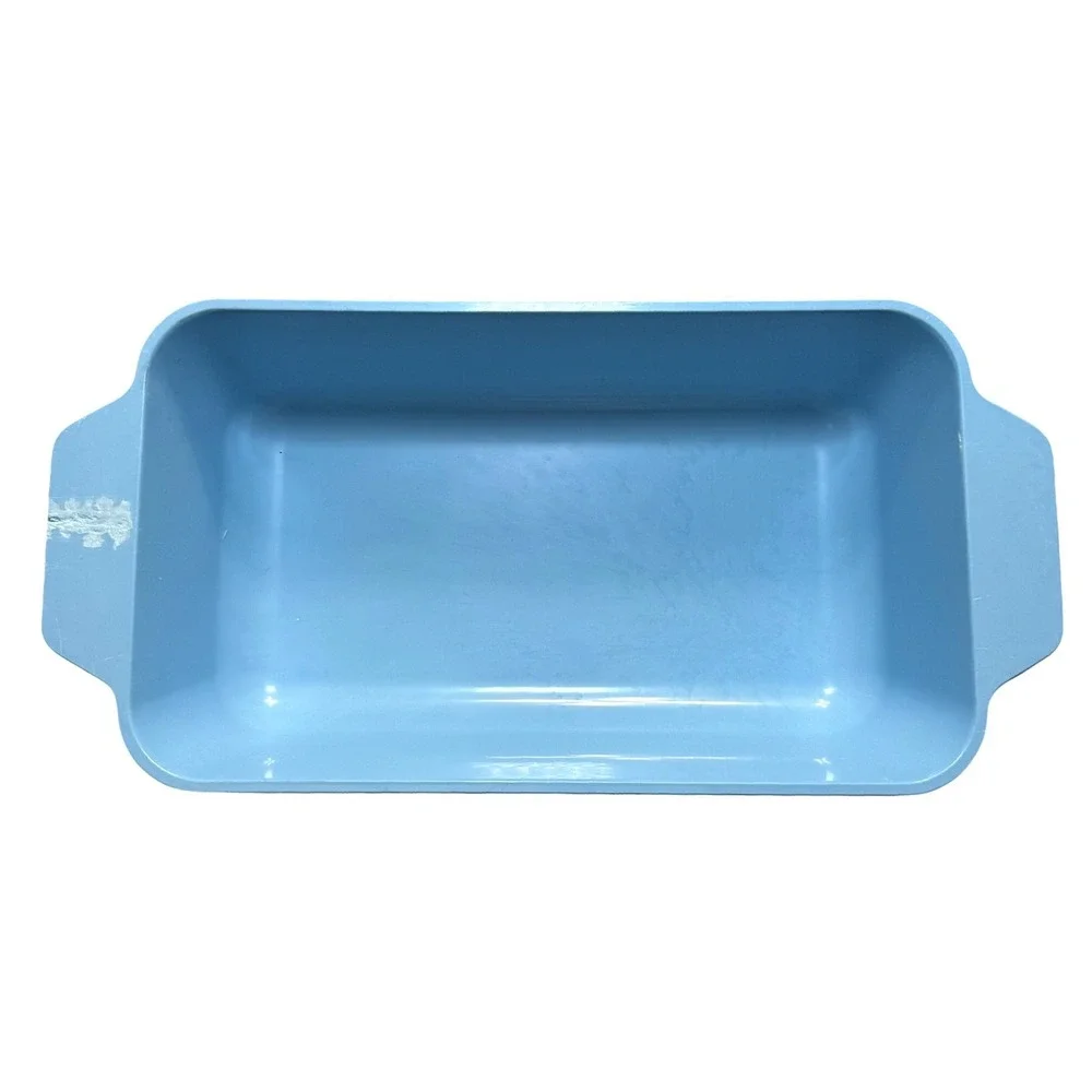 Vintage Pastel‎ Blue Bakeware 9x5 Loaf Pan & 1.5 Qt Round Casserole Dish USA MCM